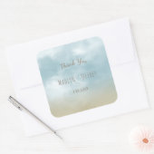 An der Küste Surf Strand Hochzeit danke Quadratischer Aufkleber (Umschlag)