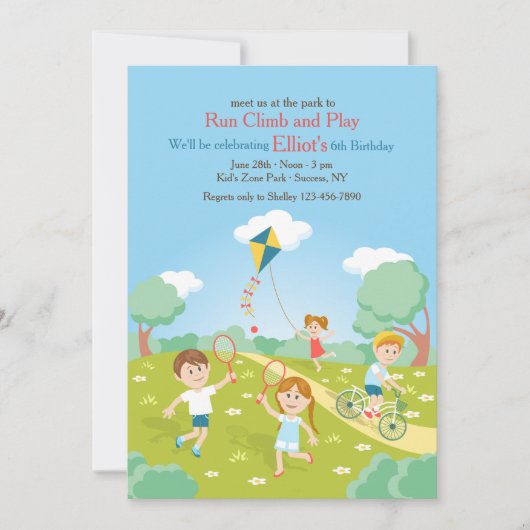 An der Park-Geburtstags-Einladung Einladung (Vorderseite)