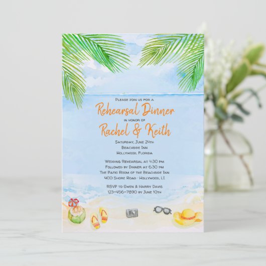 An der Probe am Strand Einladung (Stehend Vorderseite)