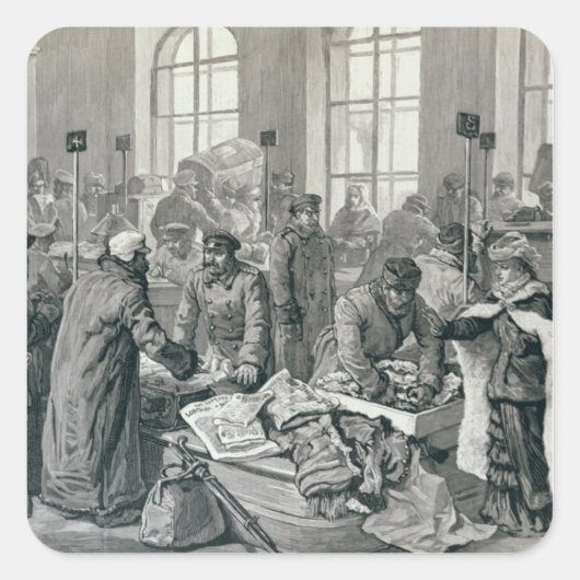 An der russischen Grenze Quadratischer Aufkleber (Vorderseite)