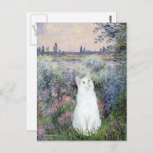 An der Seine - Weiße Katze Postkarte (Vorne/Hinten)