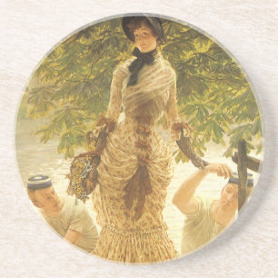 An der Themse von James Tissot, Vintage Realismus Getränkeuntersetzer