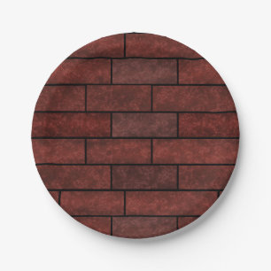 An der Wand braun-orangefarbene, aus nahtlosen Ste Pappteller