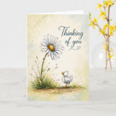 An Dich Denkend | Daisy Küken Karte (Gelbe Blume)