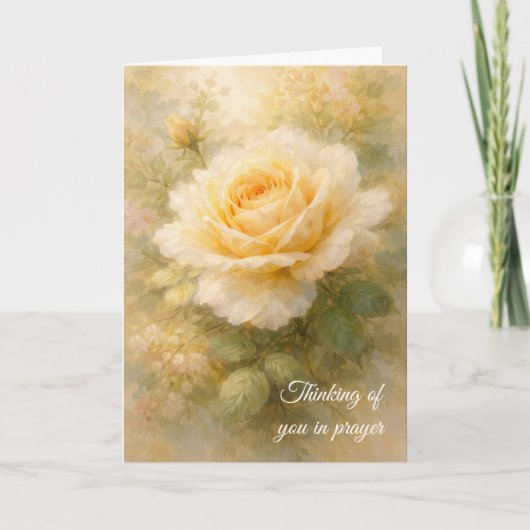 An dich denkend im Gebet Gelbe Rose Christlich  Karte (Vorderseite)
