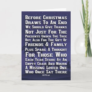 An dich und deine Lieben zu Weihnachten denkend Karte