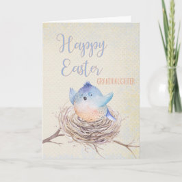 An die Großtochter: Happy Oaster Blue Bird in Nest Feiertagskarte