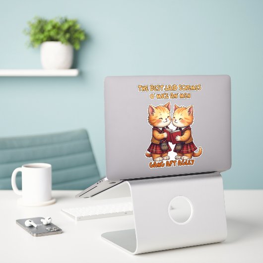 An eine Maus Orange Katzen rezitieren Burns Aufkleber (Laptop auf Schreibtisch)