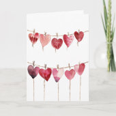 An eine Zeile geknüpfte Herzen Karte (Vorderseite)