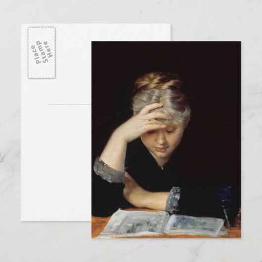 An einem Buch Postkarte (Vorne/Hinten)