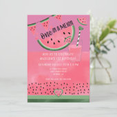 An einem Melon Watercolor Wassermelone 1. Geburtst Einladung (Stehend Vorderseite)