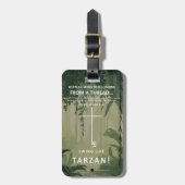 An einem Thread hängen Gepäckanhänger (Vorderseite vertikal)