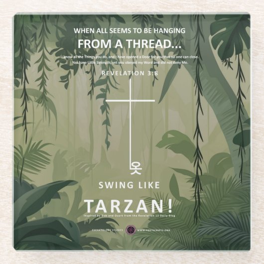 An einem Thread hängen Glasuntersetzer (Vorderseite)