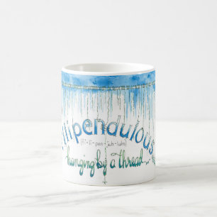 An einem Thread hängen Kaffeetasse