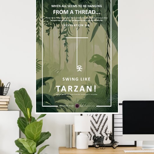 An einem Thread hängen Poster (Heimbüro)