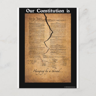 An einem Thread hängen Postkarte