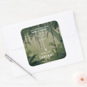 An einem Thread hängen Quadratischer Aufkleber (Umschlag)