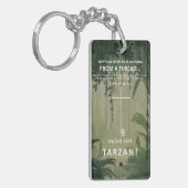 An einem Thread hängen Schlüsselanhänger (Vorderseite links)