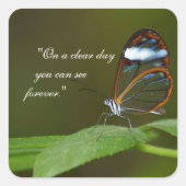 "An einem vollen Tag" Glasswing Quadratischer Aufkleber (Vorderseite)