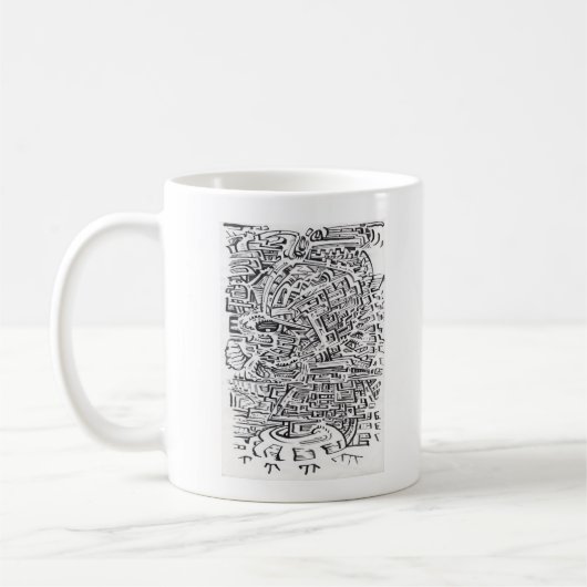 An einem Zwischenplatz zeichnend Tinte Kaffeetasse (Links)