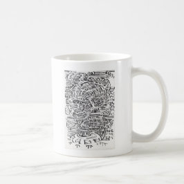An einem Zwischenplatz zeichnend Tinte Kaffeetasse