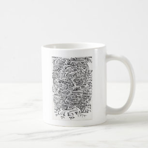 An einem Zwischenplatz zeichnend Tinte Kaffeetasse