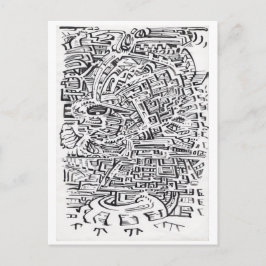 An einem Zwischenplatz zeichnend Tinte Postkarte