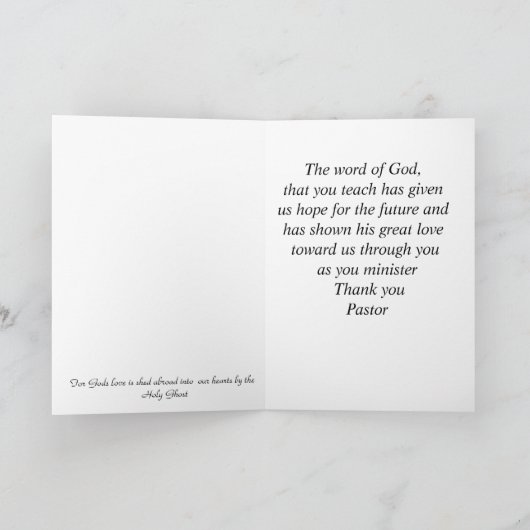 An einen wunderschönen Pastor Dankeskarte (Innenseite)