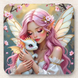 An Elegant Fairy and her Baby Dragon Personalized Getränkeuntersetzer