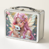 An Elegant Fairy and her Baby Dragon Personalized Metall Brotdose (Vorderseite)