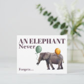 An Elephant Never Forgets Postcard Postkarte (Stehend Vorderseite)