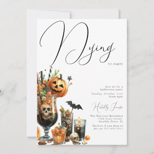 An erwachsenes Party sterben Halloween-Party Einladung (Vorderseite)