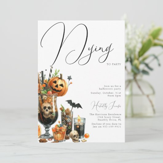 An erwachsenes Party sterben Halloween-Party Einladung (Stehend Vorderseite)