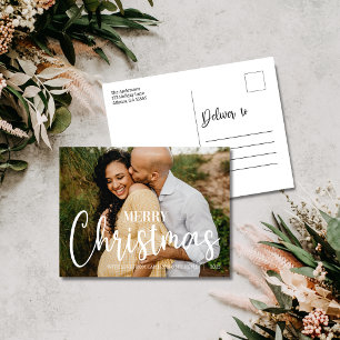 An Familie Weihnachts-Typografie Feiertagspostkarte