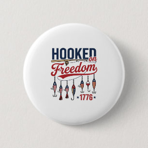 An Freiheit gewöhnte patriotische Fischerei-Shirt  Button