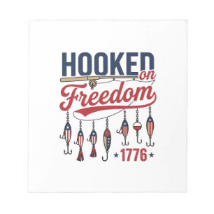 An Freiheit gewöhnte patriotische Fischerei-Shirt  Notizblock