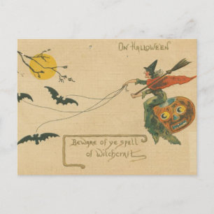 An Halloween Vorsicht vor Hexerei Vintage Postkarte