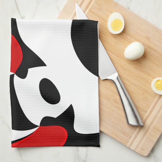 An Herrn Redd: Abstrakt Schwarz, Weiß und Rot Geschirrtuch (Viertel Falte)