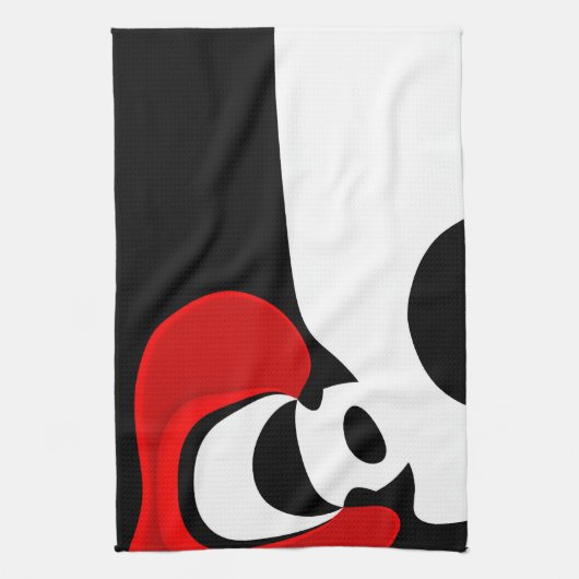 An Herrn Redd: Abstrakt Schwarz, Weiß und Rot Geschirrtuch (Vertikal)