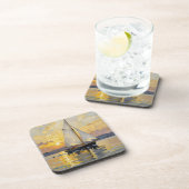 An Impasto Illustration of a Sailboat at Sunset Getränkeuntersetzer (Rechte Seite)