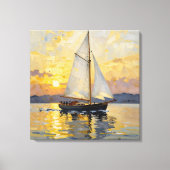 An Impasto Illustration of a Sailboat at Sunset Leinwanddruck (Vorderseite)