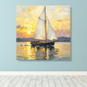 An Impasto Illustration of a Sailboat at Sunset Leinwanddruck (Insitu (Holzboden))