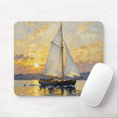 An Impasto Illustration of a Sailboat at Sunset Mousepad (Mit Mouse)