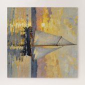 An Impasto Illustration of a Sailboat at Sunset Puzzle (Horizontal)