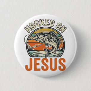 An Jesus Aufgehängt Vintage-Bassfischen Glaube Button