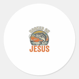 An Jesus Aufgehängt Vintage-Bassfischen Glaube Runder Aufkleber