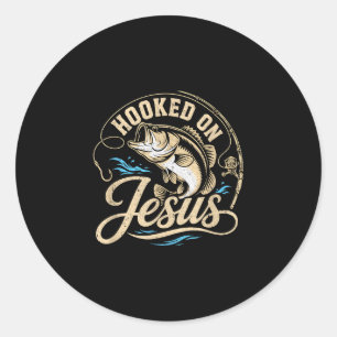 An Jesus Christus Angeln Bass Glaube  Runder Aufkleber