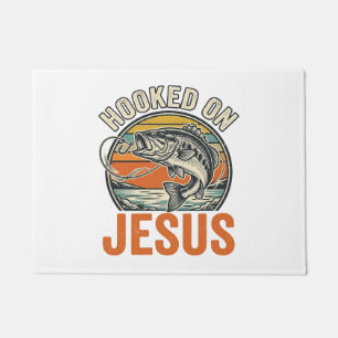 An Jesus Gefesselt Vintage-Bassfischen Glaube Fußmatte