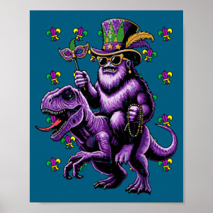 An Mardi Gras Bigfoot Dino Sasquatch Poster