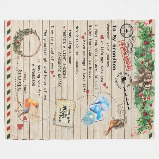 An mein Grandson-Geschenk, Großmutter und Großvate Fleecedecke (Vorderseite (Horizontal))